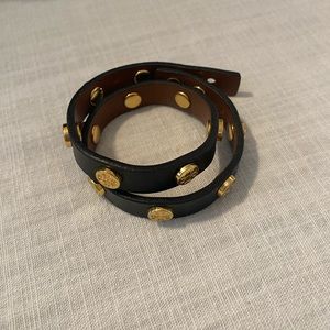 Tory Burch Logo Wrap Bracelet- Black